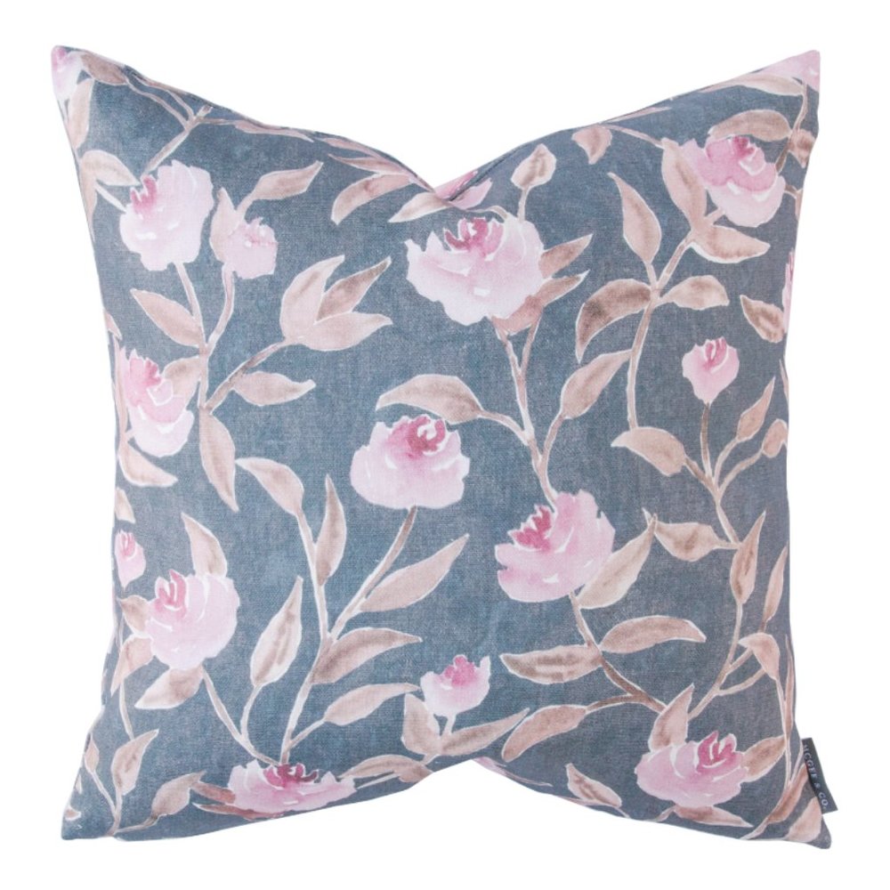 Watercolor Floral 20x20 Throw Pillow Square Sham